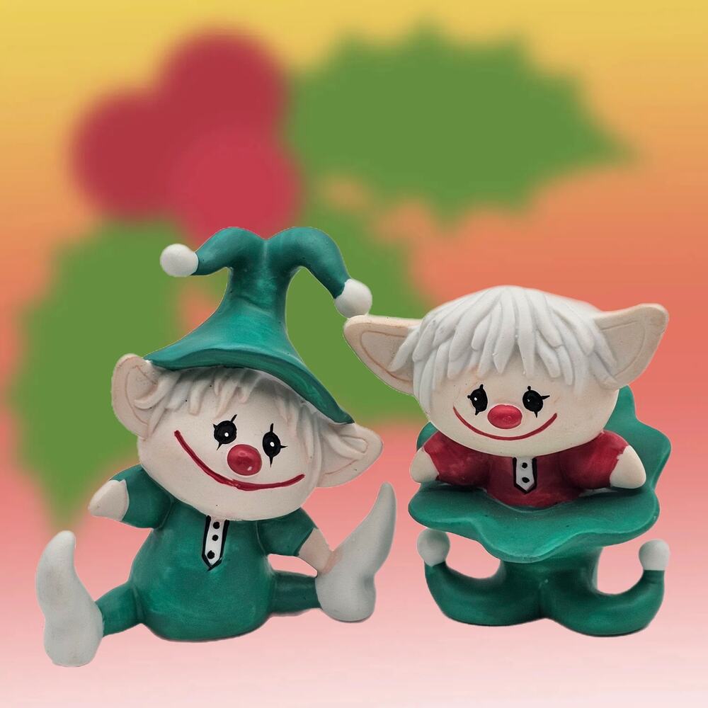 Vintage Lynn Elf Pixie Jester Figurine Set
